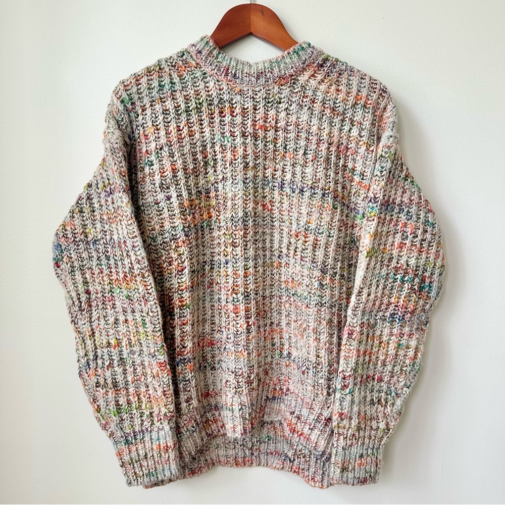 ARITZIA | WILFRED FREE RETROGRADE MULTI COLOR RAINBOW YARN GRANDPA KNIT SWEATER